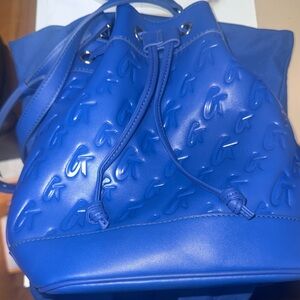 Glamaholic Blue Embossed Bucket Bag